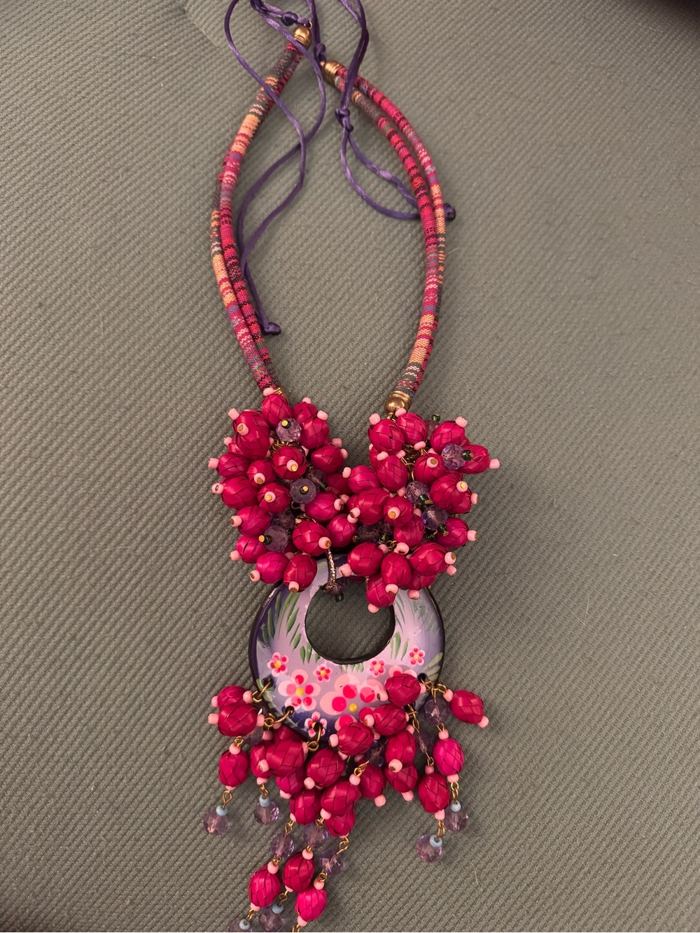 Handcrafted Pink Floral Statement Necklace